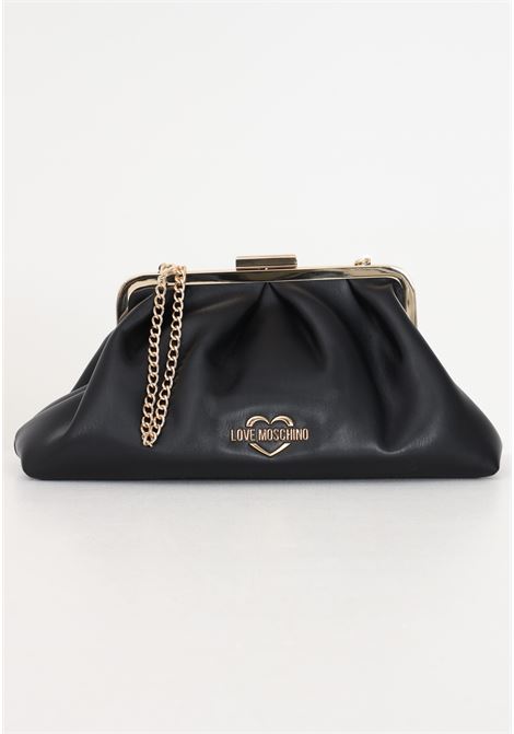 Black women's bag with Heart logo golden metal chain LOVE MOSCHINO | JC4341PP0IKT0000
